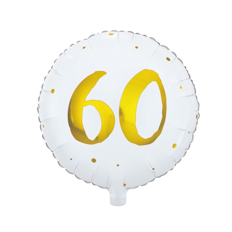 Ballong 60 år Vit/Guld Folie 46 cm Ballong 60 år Vit/Guld Folie 46 cm