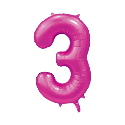 Ballong Siffra 3 Rosa 86 cm