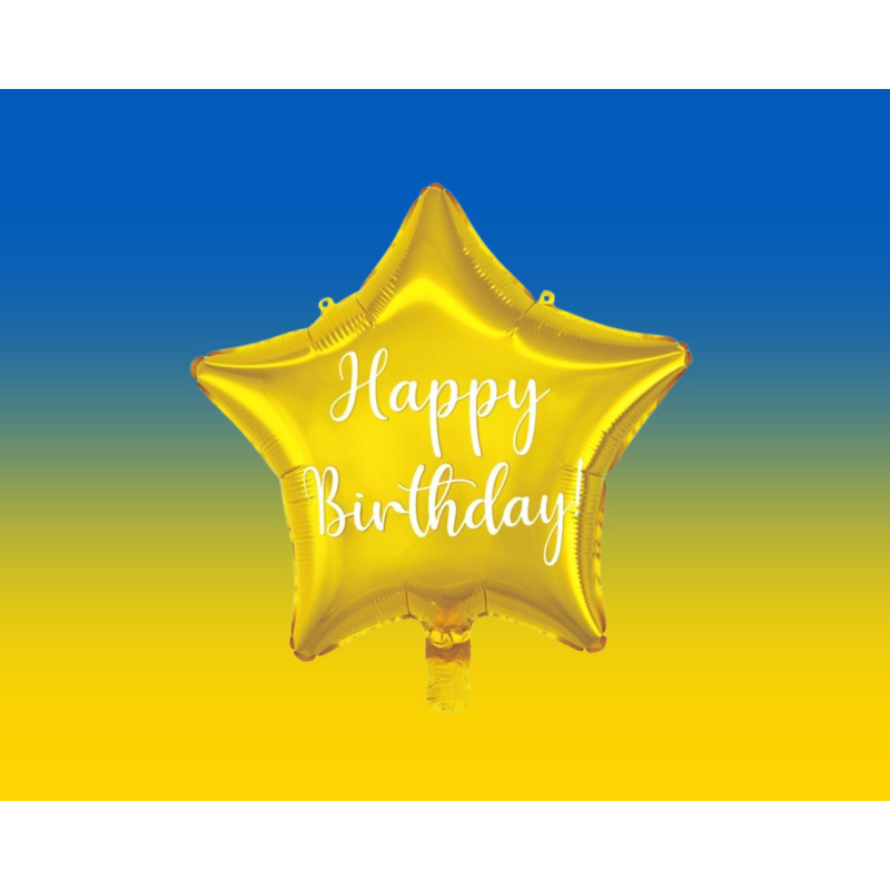Ballong Happy Birthday Stjärna Guld Folie Ballong Happy Birthday Stjärna Guld Folie