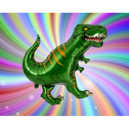 Ballong Dinosaurie T-Rex Grön Folie 84 cm
