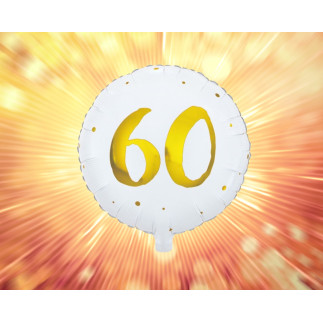 Ballong 60 år Vit/Guld Folie 46 cm