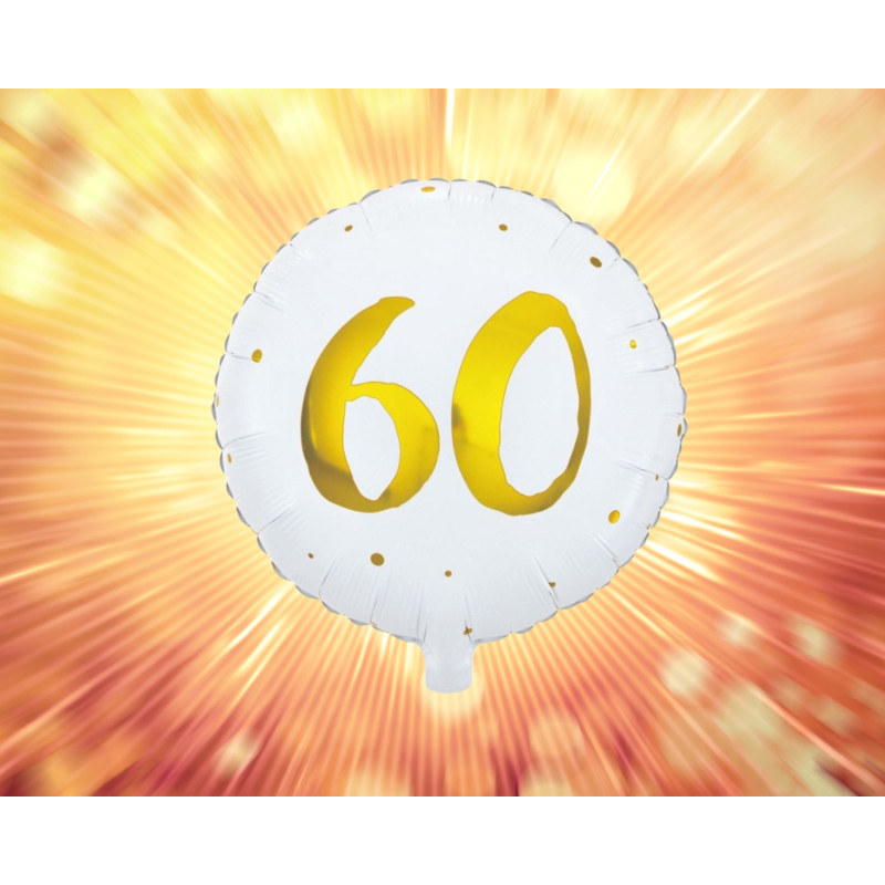 Ballong 60 år Vit/Guld Folie 46 cm Ballong 60 år Vit/Guld Folie 46 cm