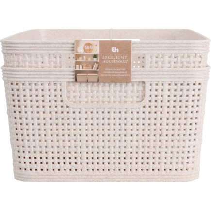 Korg Förvaring Beige Flätad Plast 24,5x19 cm 2-pack