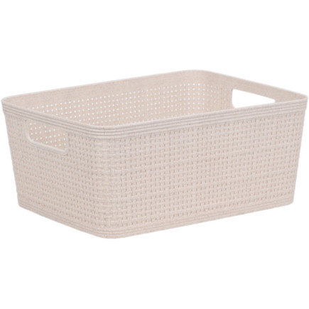 Korg Förvaring Beige Flätad Plast 24,5x19 cm 2-pack