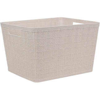 Korg Förvaring Beige Flätad Plast 35x29x22 cm