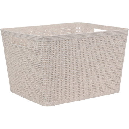 Korg Förvaring Beige Flätad Plast 35x29x22 cm