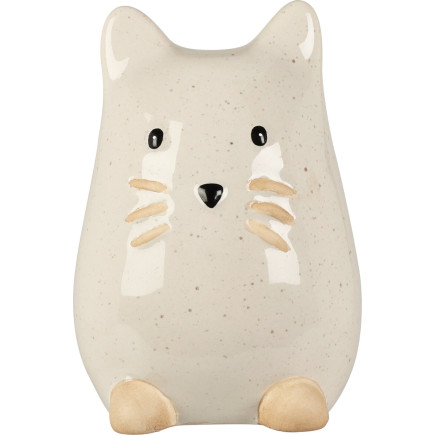 Katt Porslin Vit Brun Beige 13 cm