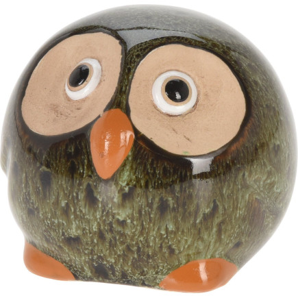 Uggla Porslin Vit Spräcklig Grön 9 cm