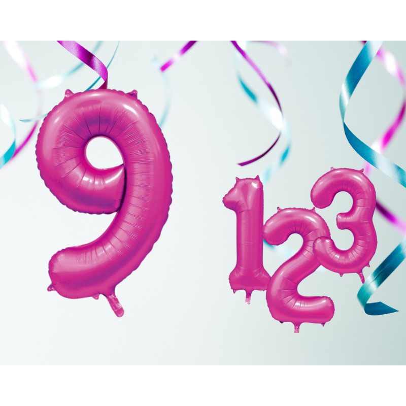 Ballong Siffra 9 Rosa 86 cm
