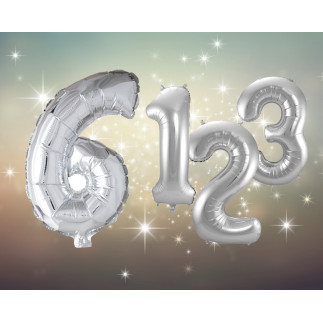 Ballong Siffra 6 Silver 86 cm