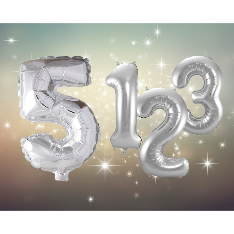 Ballong Siffra 5 Silver 86 cm