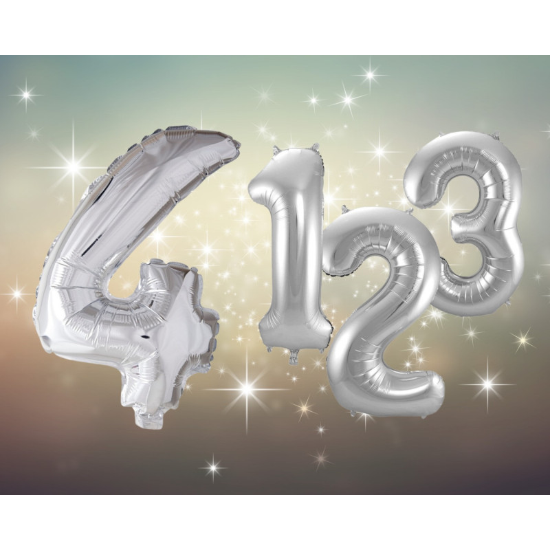 Ballong Siffra 4 Silver 86 cm
