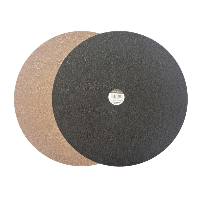Underlägg Runt Läderlook Brun/Svart 4-pack
