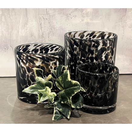 Ljushållare Grå/Svart Mönstrad Glas 8x8 cm