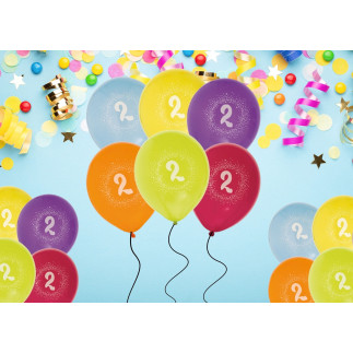 Ballong Födelsedag 2 år 6-pack Latex Mixade Ballong Födelsedag 2 år 6-pack Latex Mixade