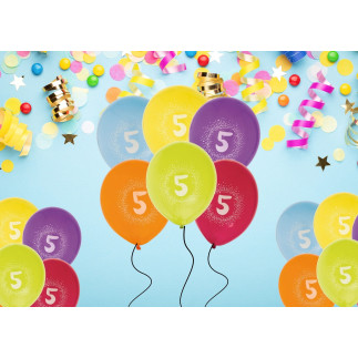 Ballong Födelsedag 5 år 6-pack Latex Mixade
