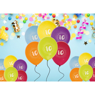 Ballong Födelsedag 10 år 6-pack Latex Mixade