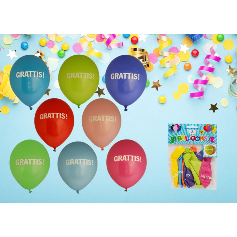 Ballong Grattis 8-pack Latex Mixade Ballong Grattis 8-pack Latex Mixade