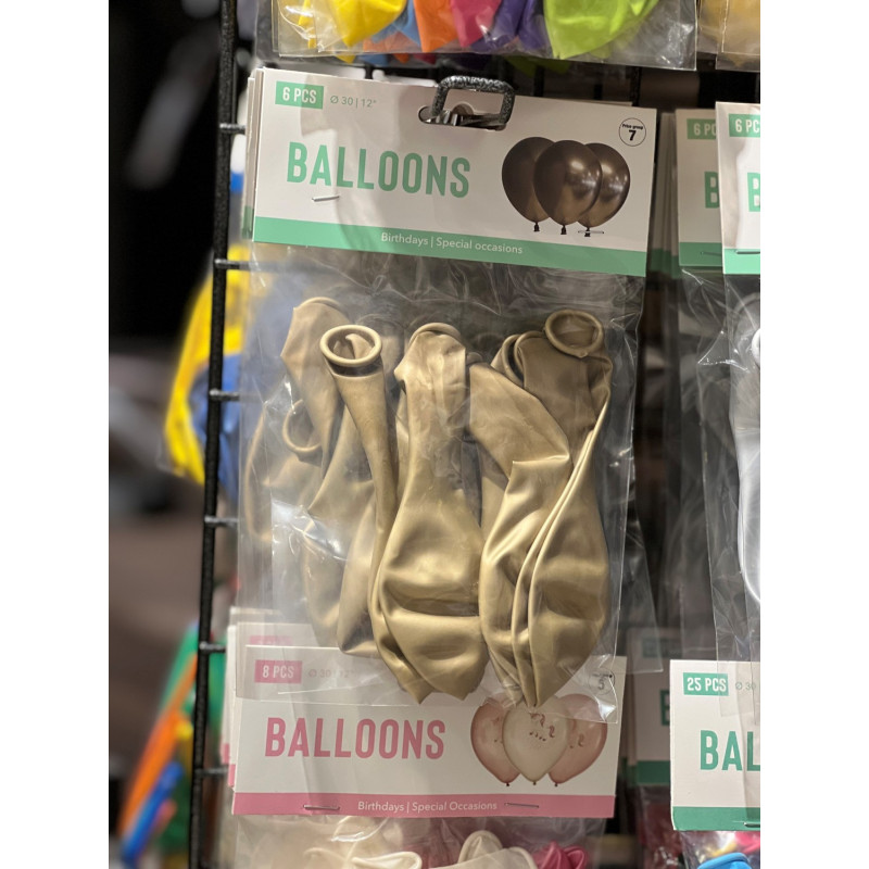 Ballong Blank Guld Spegelballong 6-pack 30 cm Latex Ballong Blank Guld Spegelballong 6-pack 30 cm Latex