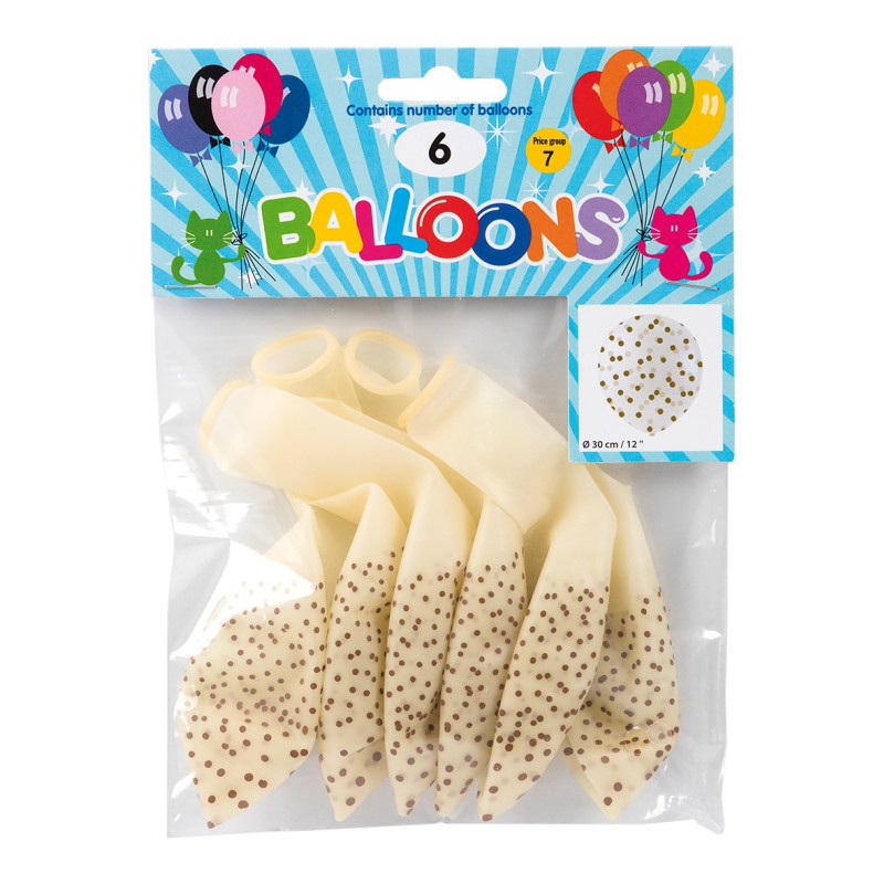 Ballong Konfetti Prickar 6-pack 30 cm Latex Ballong Konfetti Prickar 6-pack 30 cm Latex