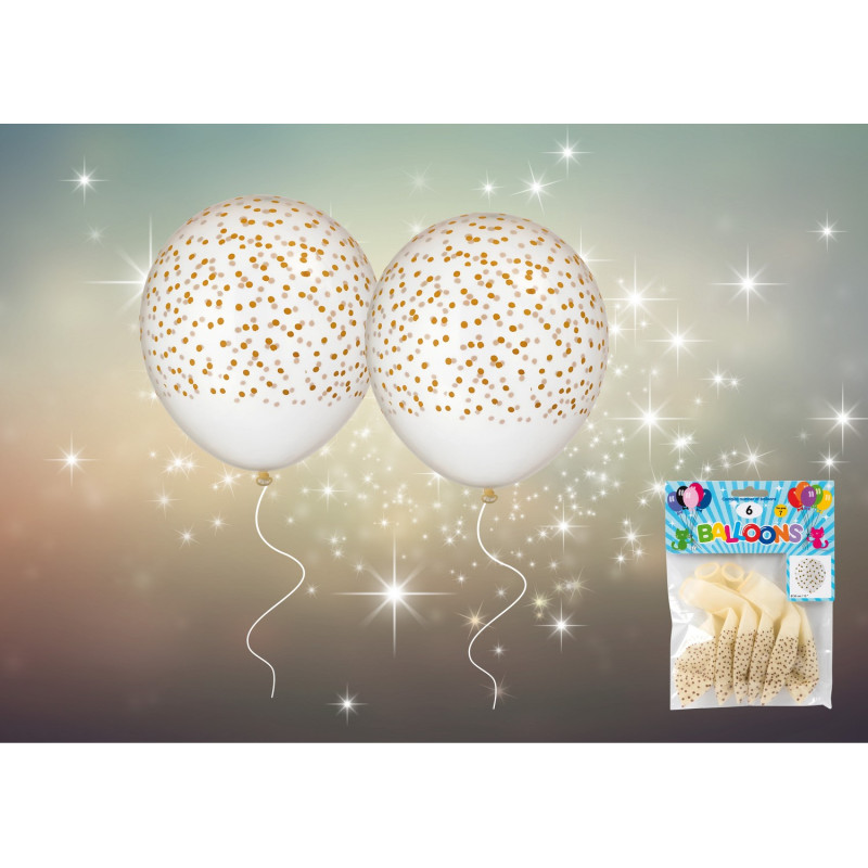Ballong Konfetti Prickar 6-pack 30 cm Latex Ballong Konfetti Prickar 6-pack 30 cm Latex