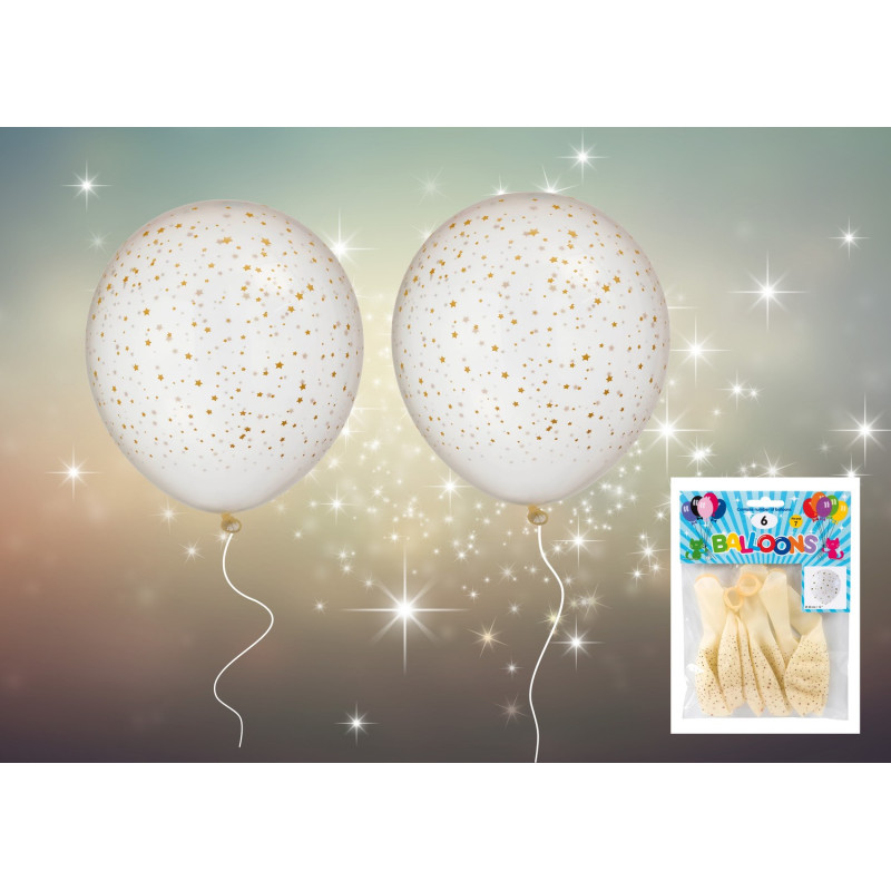 Ballong Stjärnor 6-pack 30 cm Latex