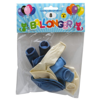 Ballong Metallic Blå 8-pack Latex