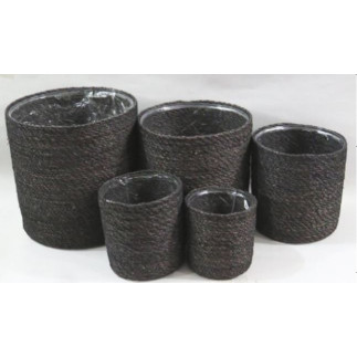 Kruka Makramé Svart 5 delar