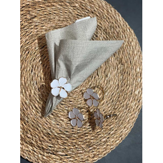 Servettringar Blomma Metall Vita 4-pack
