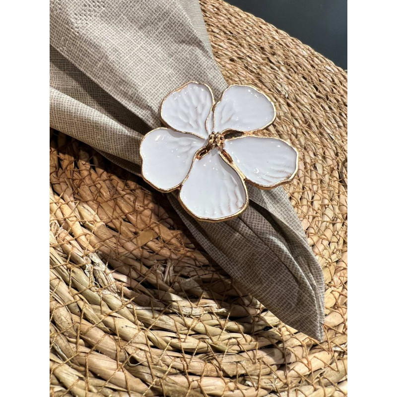 Servettringar Blomma Metall Vita 4-pack