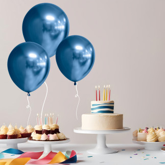 Ballong Blank Blå Spegelballong 6-pack 30 cm Latex