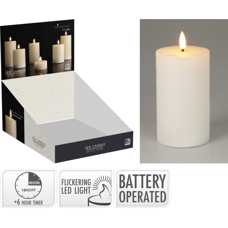 Ljus LED vitt 7,5x12,5 cm timer Ljus LED vitt 7,5x12,5 cm timer