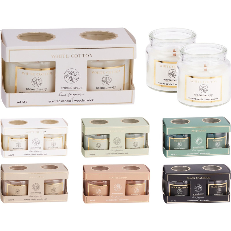 Doftljus 2-pack Black Snakemod Wooden Wick