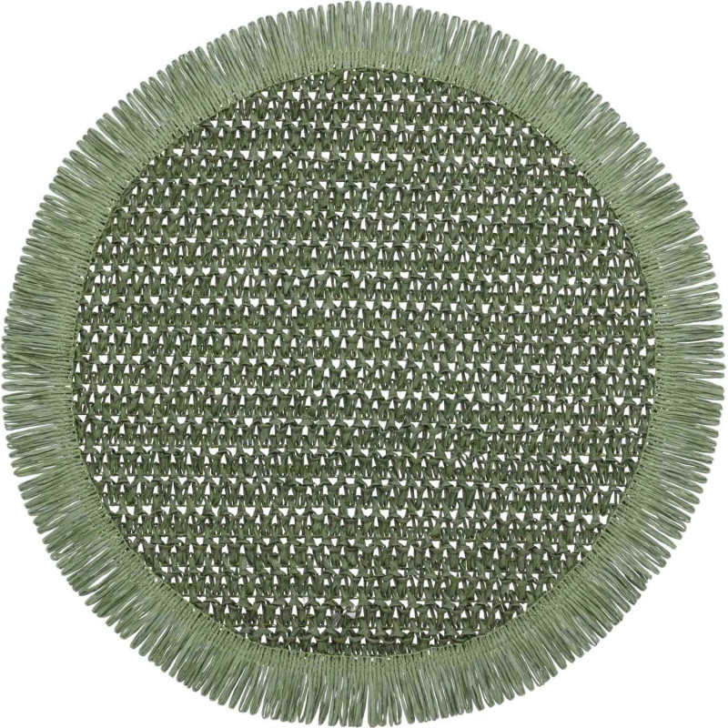 Underlägg Runt Grön Fransar 38 cm 4-pack