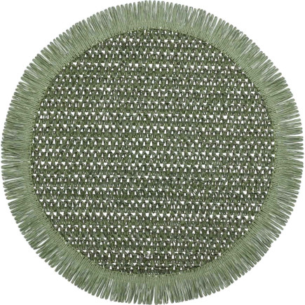 Underlägg Runt Grön Fransar 38 cm 4-pack