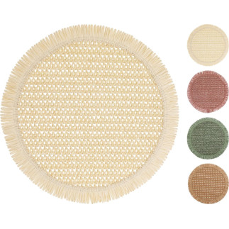 Underlägg Runt Grön Fransar 38 cm 4-pack