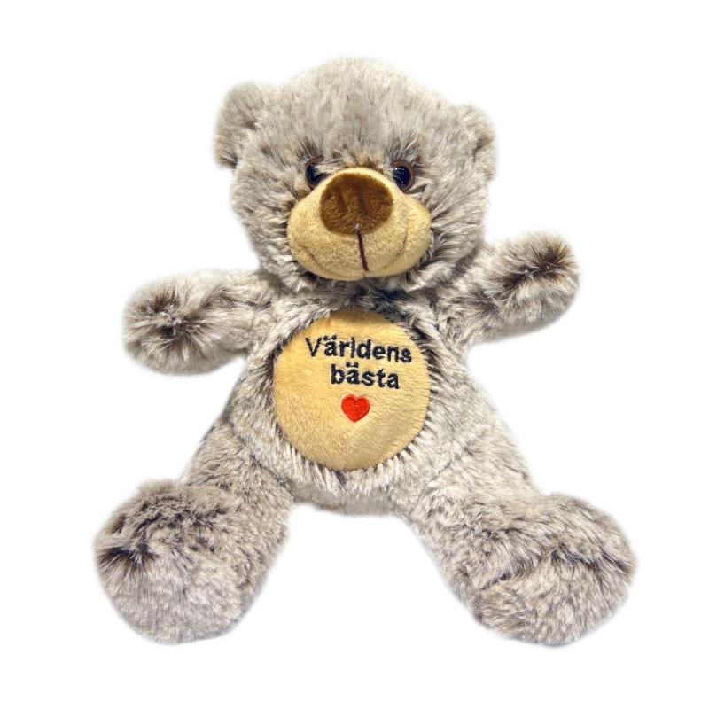 Nalle Världens bästa Grå 20 cm Nalle Världens bästa Grå 20 cm