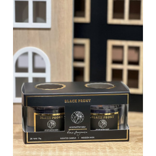 Doftljus 2-pack Black Peony Wooden Wick