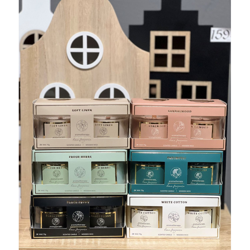 Doftljus 2-pack Black Snakemod Wooden Wick