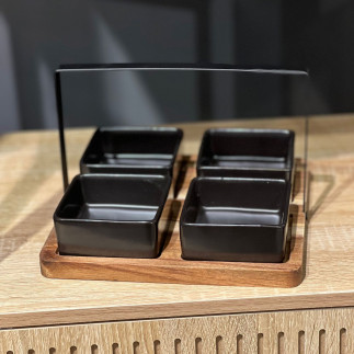 Skålset 5 delar Trä/Keramik Svart Skålset 5 delar Trä/Keramik Svart