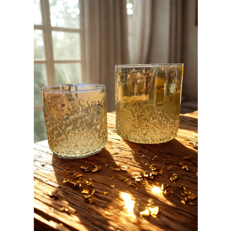 Ljushållare Lykta Mönstrat Glas 14 cm