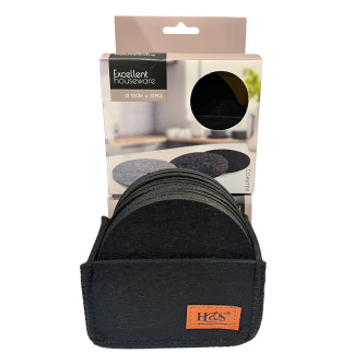 Glasunderlägg Filt 12-pack Svart