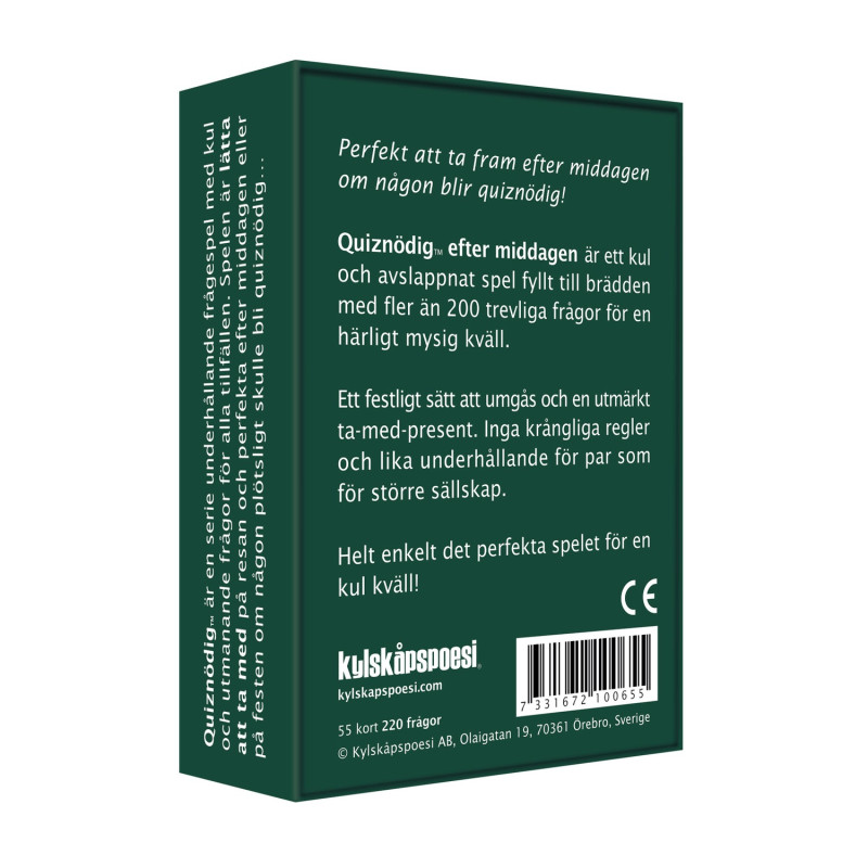 Spel "Quiz Nödig - efter middagen" Sällskapsspel