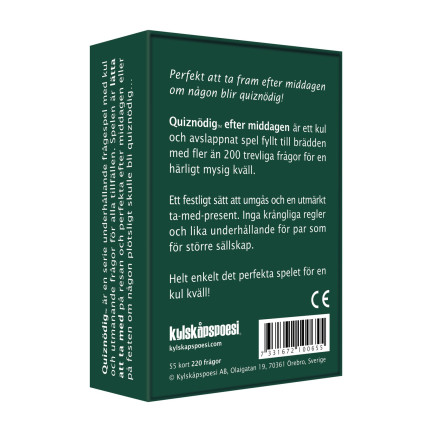 Spel "Quiz Nödig - efter middagen" Sällskapsspel