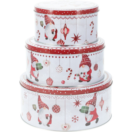 Plåtburk Jul Rund 3-set