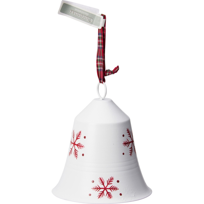 Klocka Jul Bjällra Vit Snöflingor 15 cm Klocka Jul Bjällra Vit Snöflingor 15 cm