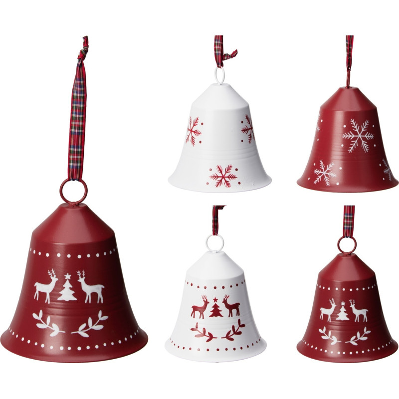 Klocka Jul Bjällra Vit Snöflingor 15 cm Klocka Jul Bjällra Vit Snöflingor 15 cm