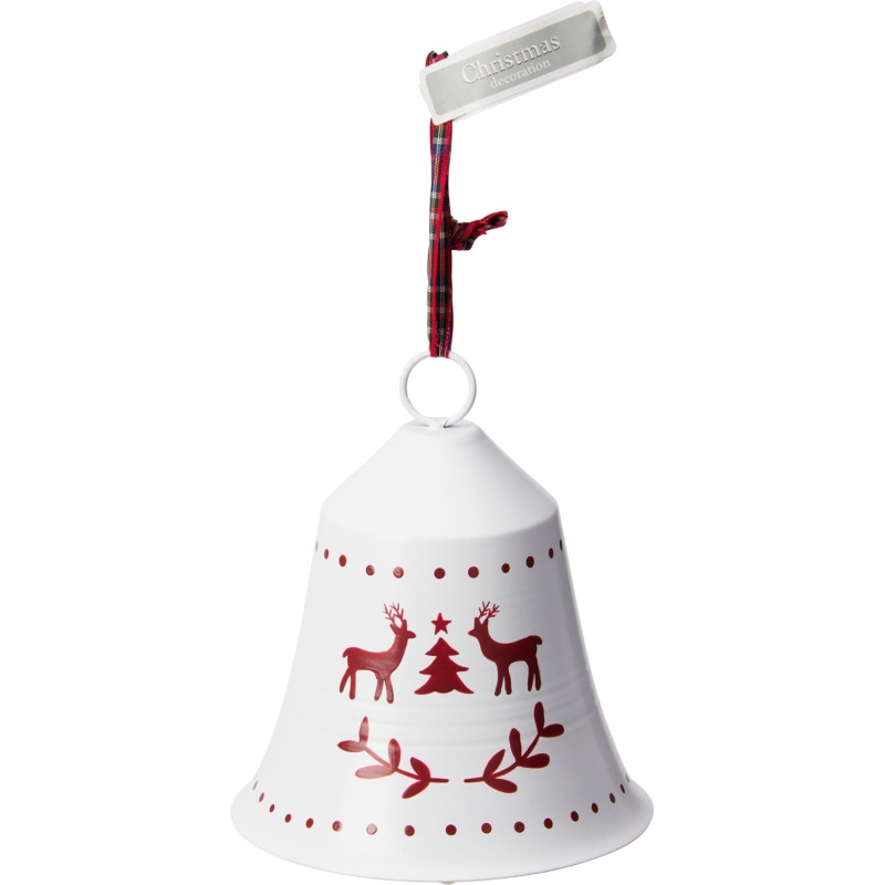 Klocka Jul Bjällra Vit Snöflingor 15 cm Klocka Jul Bjällra Vit Snöflingor 15 cm