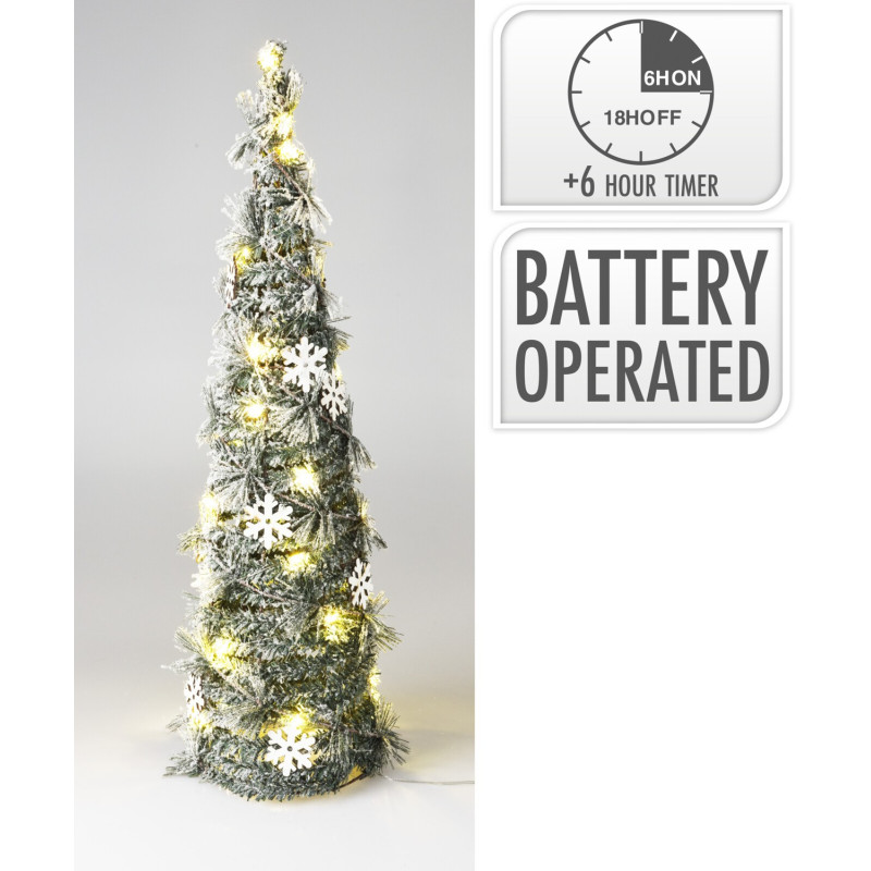 Julkon med Snö LED-belysning Belysning Timer 60 cm Julkon med Snö LED-belysning Belysning Timer 60 cm