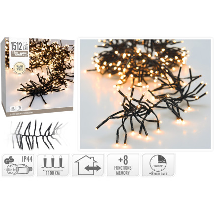 LED-slinga Kluster 11 m Varmt sken Inne/Ute